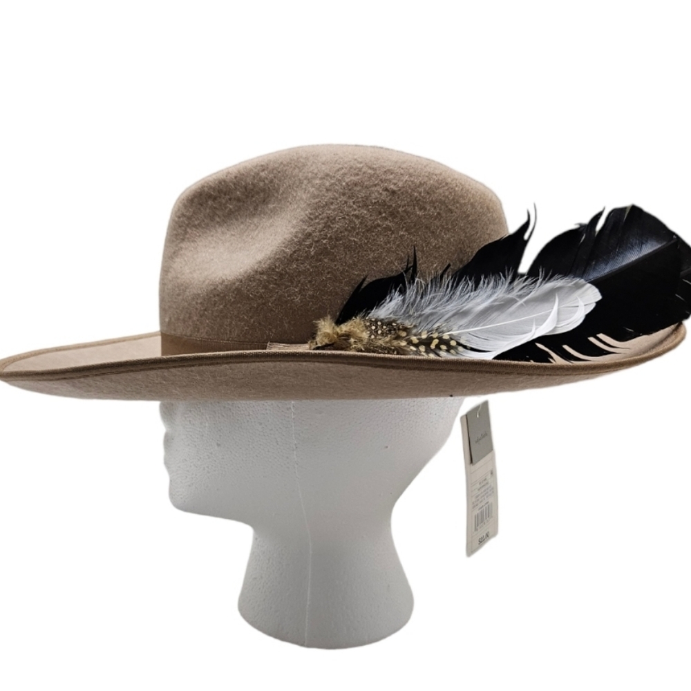 Brand New A New Day 100% wool Fedora with custom removable hat feathers